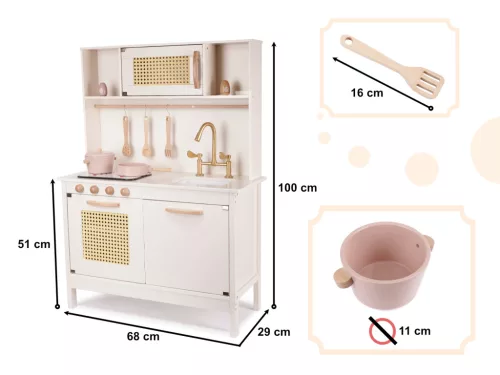 Gyermek retro MDF fa konyha BOHO kiegészítőkkel