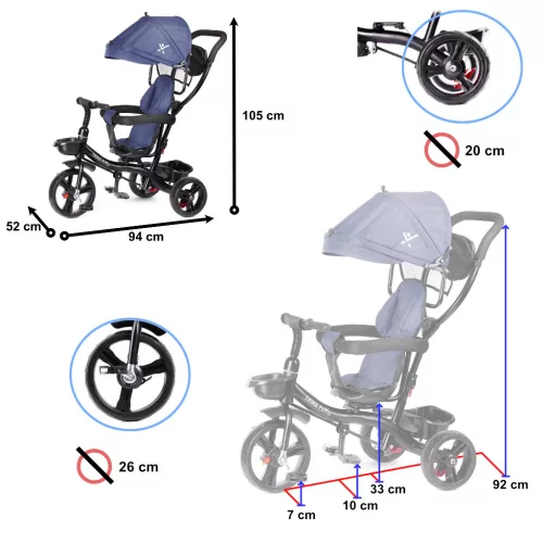 Trike Fix Lite 3 az 1-ben háromkerekű bicikli - kék