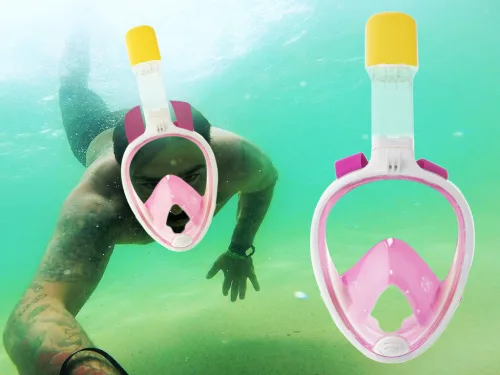 Teljes összecsukható snorkel maszk S/M rózsaszín