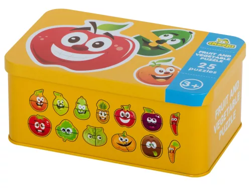 Gyümölcs/zöldség konzervdoboz puzzle 25 puzzle