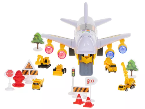 Transporter repülőgép + 6 autó építőipari járművek oldalra/előre