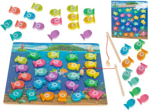 Montessori fából készült halas horgász mágneses játék