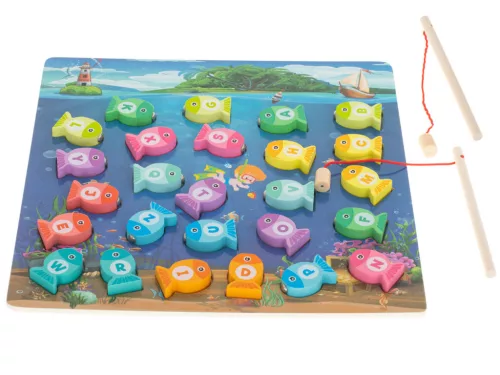 Montessori fából készült halas horgász mágneses játék