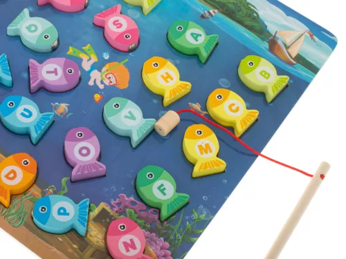 Montessori fából készült halas horgász mágneses játék
