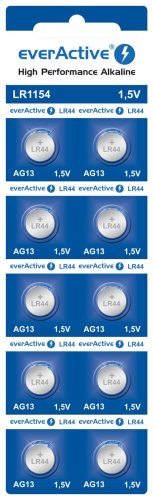 Bateria everActive Alkaline G13 LR44 LR1154 buborékcsomagolás 10szt.