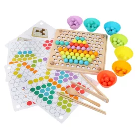 Oktatási montessori gyöngygolyó mozaik puzzle 77 részes