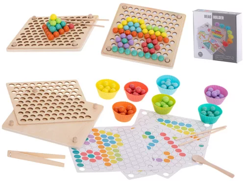 Oktatási montessori gyöngygolyó mozaik puzzle 77 részes