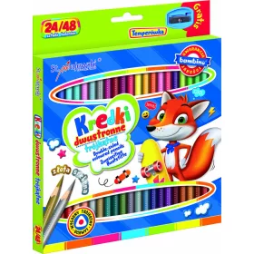   BAMBINO Kétoldalas háromszögletű iskolai ceruza 24/48 színű + hegyező