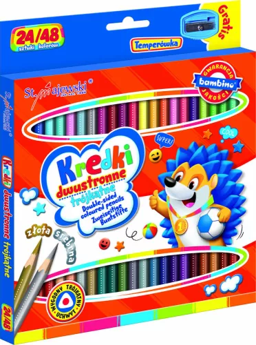 BAMBINO Kétoldalas háromszögletű iskolai ceruza 24/48 színű + hegyező