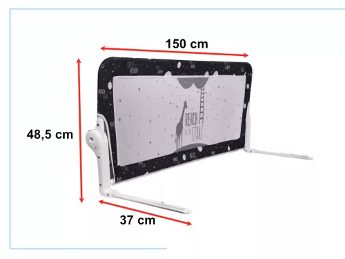 Biztonsági kapu korlát ágyvédő 150cm fekete