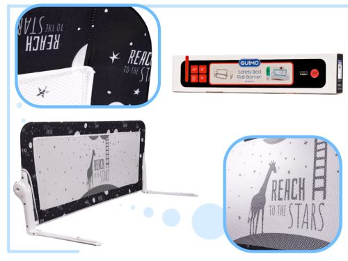 Biztonsági kapu korlát ágyvédő 120cm fekete