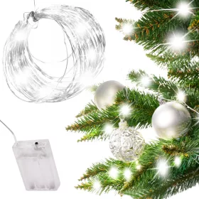 LED dekoratív drótlámpák 5m 50LED hideg fehér