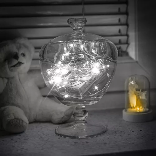 LED dekoratív drótlámpák 5m 50LED hideg fehér