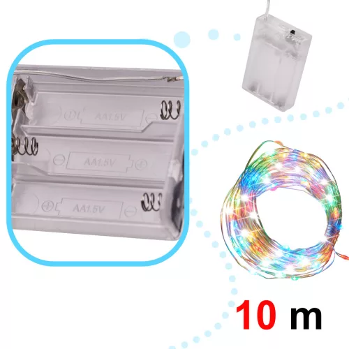 LED dekoratív drót lámpák 10m 100LED több színű