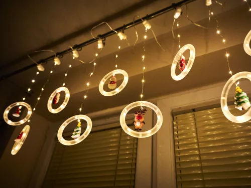 LED függönylámpák számokkal 3m 125LED meleg fehér