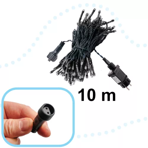 LED lámpák fénylánc 10m 100LED hideg fehér