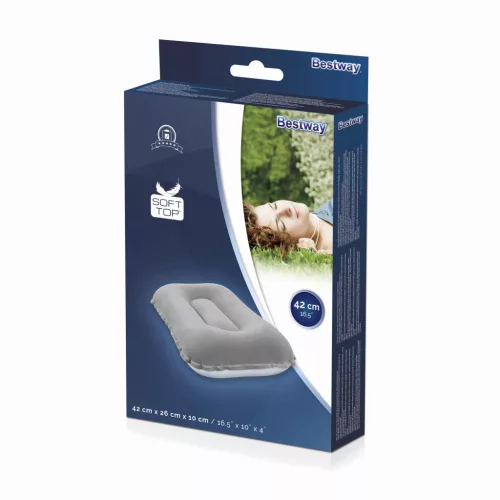 BESTWAY 67121 Utazási felfújható velúr párna szürke