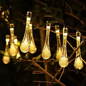 Napelemes jégcsap kerti lámpák 6,5m 30LED meleg fehér
