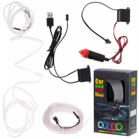   LED környezeti világítás autóhoz / autó USB / 12V szalag 5m fehér