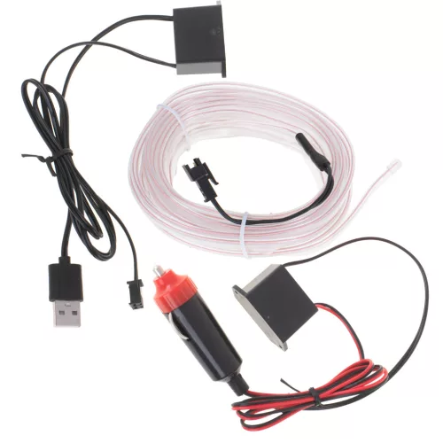 LED környezeti világítás autóhoz / autó USB / 12V szalag 5m fehér