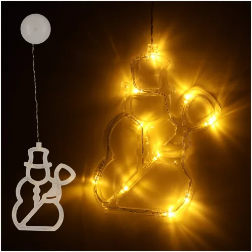 Karácsonyi elemes LED ablak dekoráció, hóember - 49cm