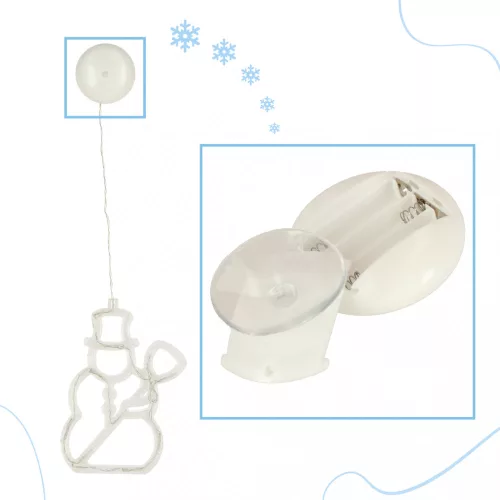 Karácsonyi elemes LED ablak dekoráció, hóember - 49cm