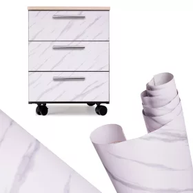   Öntapadós fóliatekercs tapéta furnér fehér márvány - jazz 1,22x50m