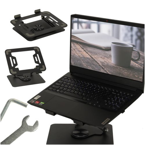 Fém laptop állvány 26x22,5cm - fekete