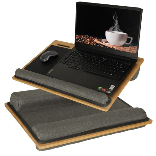 Fa laptoptartó 55x37x8cm - barna/szürke