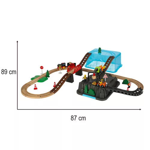 Fa vonatpálya építő készlet - 55db