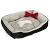 Kutyaágy plüss játékkal 60x45x15cm - fekete/szürke