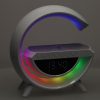 Vezeték nélküli töltős RGB lámpa órával - fehér