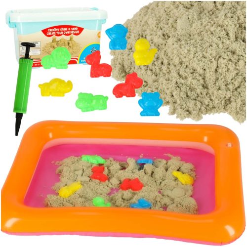 Kinetikus homok készlet felfújható homokozóval 1kg - bézs
