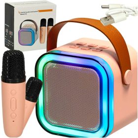 Mini bluetooth karaoke készlet 2 mikrofonnal - rózsaszín