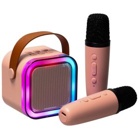 Mini bluetooth karaoke készlet 2 mikrofonnal - rózsaszín