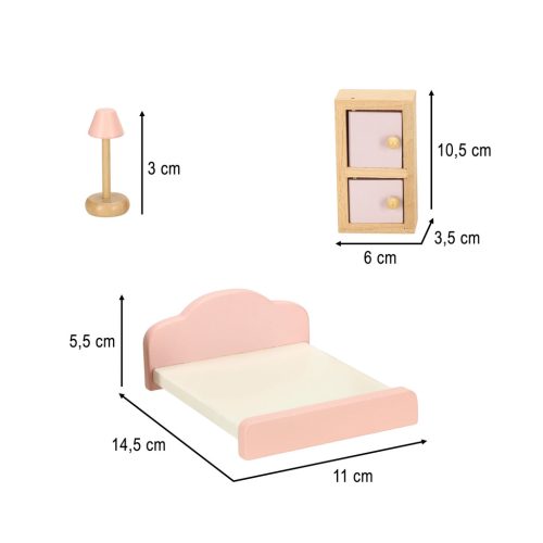 Fa babaház bútorok - 22db