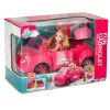 Játék baba autóval és kutyával - rózsaszín