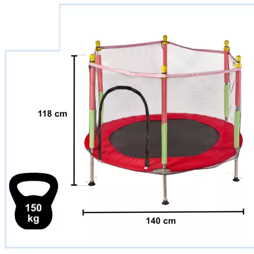 Gyerek kerti trambulin 140cm - piros