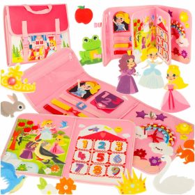 Filc matató könyv tépőzáras matricákkal - rózsaszín