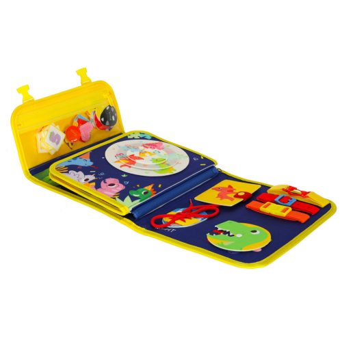 Filc matató könyv tépőzáras matricákkal - kék