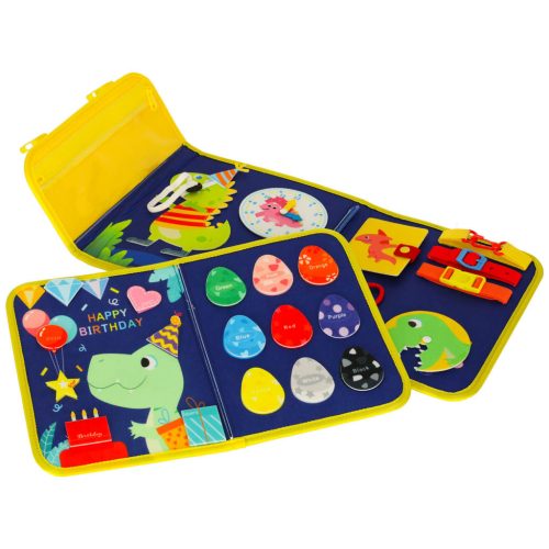 Filc matató könyv tépőzáras matricákkal - kék