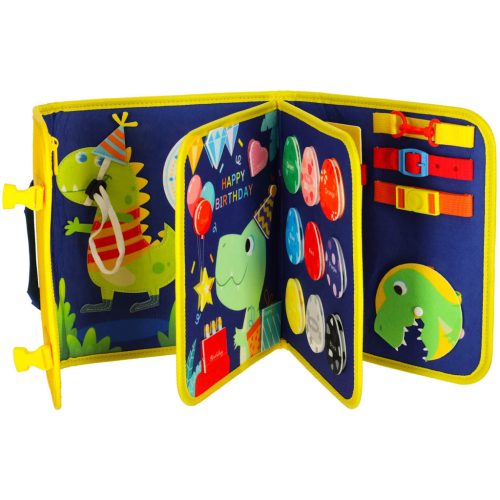 Filc matató könyv tépőzáras matricákkal - kék