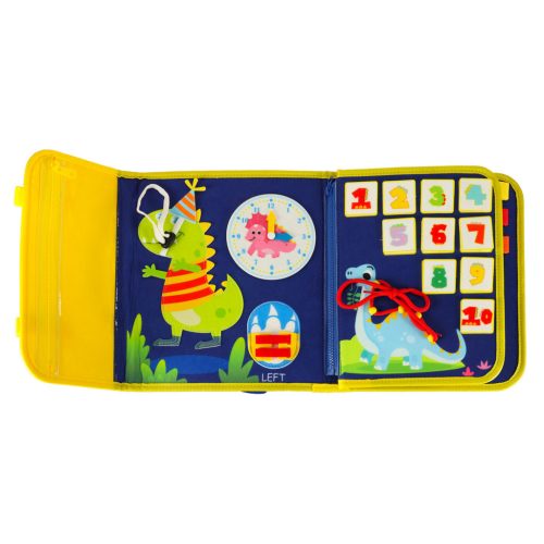 Filc matató könyv tépőzáras matricákkal - kék