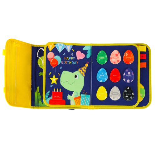 Filc matató könyv tépőzáras matricákkal - kék