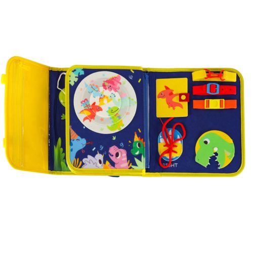 Filc matató könyv tépőzáras matricákkal - kék