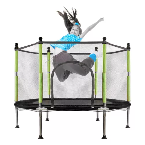 Gyerek trambulin védőhálóval és labdákkal - 140cm
