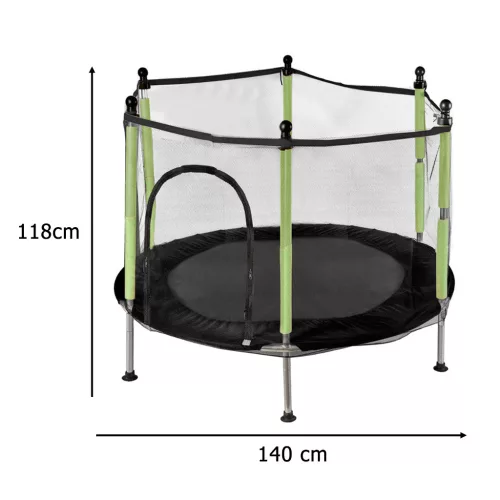 Gyerek trambulin védőhálóval és labdákkal - 140cm