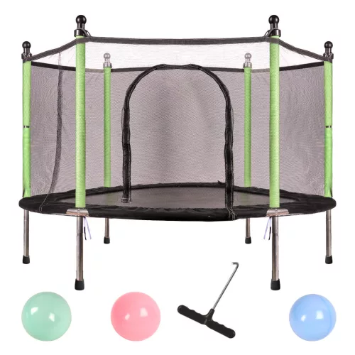 Gyerek trambulin védőhálóval és labdákkal - 140cm