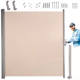 Rolós terasz oldal napellenző, bézs - 180x400cm