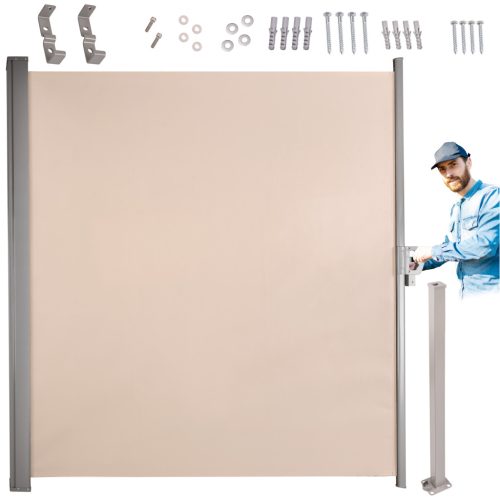 Rolós terasz oldal napellenző, bézs - 180x400cm